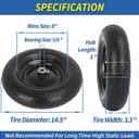 GICOOL 4.80/4.00-8 Wheelbarrow Tire, 14.5" Flat-free Solid Tire and Wheel with 5/8" Axle Bore Hole, 3-6" Centered Hub, for Wheelbarrow Trolley Dolly Go Kart, Universal Fit 3.50-8, 4.00-8