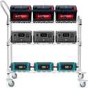 Briwooody Rolling Battery Rack Adjustable Height Car Battery Display Shelf with Wheels Holds 12 Batteries Supports 330 Pounds Server Batteries Organizer for Boat Motorcycle Lithium Storage