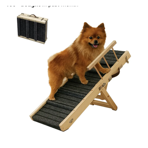 2025 Small Dog Ramp for Small Dogs Cat with Removable Safety Side Rails,Adjustable Height from 9'' to 18.5",Foldable Dog Ramp for Low Bed Sofa,Wooden Pet Ramps for Bed Couch
