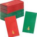 100 PK Gold Christmas Paper Guest Napkins 3-ply Disposable Dinner Napkins Christmas Guest Towels Disposable Bathroom Xms Tree Napkins Guest Hand Towel for Party Supplies