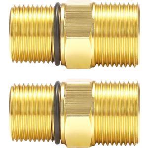 Water Outlet Fitting Pressure Washer Pump Parts, M20 Male to M22 Male Water Outlet Connector for Axial Cam Power Washer Pumps, Replacement for Simpson Cleaning 7110264, Gold, 2 Pack