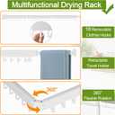 Kelisiting Clothes Drying Rack, Laundry Drying Rack Wall Mounted, [No-Drill & Drilling to Choose] 3-Fold Laundry Drying Racks for Hanging Clothes, Foldable & Sturdy Space Saver for Laundry Room -White