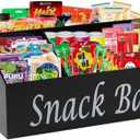 Xbopetda Snack Organizer for Countertop - Acrylic Storage Container With 4 Compartments for Kitchen Cabinet Pantry - Black Snack Bar Station