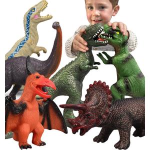 6 Piece Jumbo Dinosaur Toys for Kids and Toddlers, Dinosaur Toys for Kids 3-5, Large Soft Dinosaur Toys for Dinosaur Lovers - Perfect Dinosaur Party Favors, Birthday Gifts