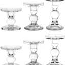 6-Piece Set of Glass Candlestick, Crystal Candlestick Holder Holder and Conical Candle, Christmas Candle Holder Decoration, Family Living Room Wedding Candle Holder (Clear 2sets)