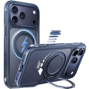 MAGIC JOHN Heavy Duty for iPhone 17 Pro Case with Stand, Fit for MagSafe, 360 Magnetic Ring Holder, Camera Control Cases, Shockproof Phone Case for iPhone 17 Pro 6.3", Rugged Cover, Deep Blue