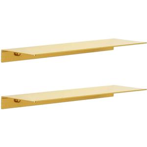 Modern Floating Shelf Wall Mounted Heavy Duty for Living Room Bedroom Bathroom, 16 Inch, Gold, 2 Pack