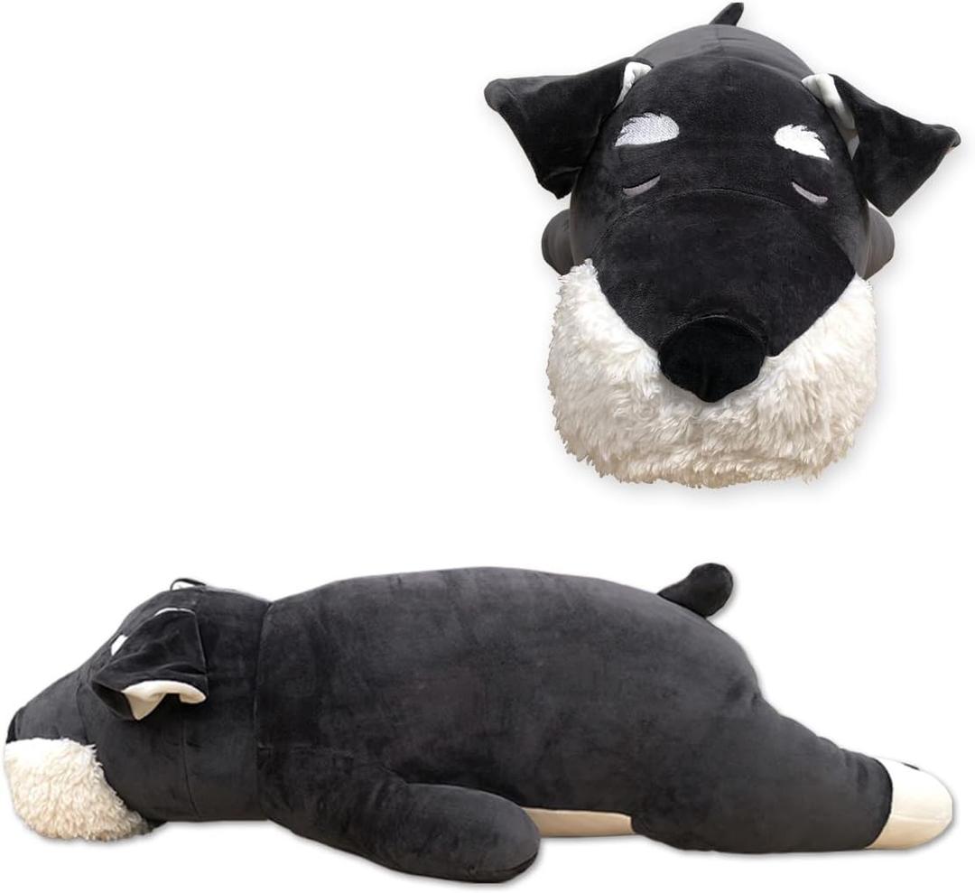 Dog Plush Pillow, 27.5 Inch Schnauzer Stuffed Animal, Birthday Christmas Valentines Day Gift for Kids Boys Girls