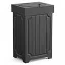 Povrgive Wood Trash Can Cabinet, 13 Gallon Hidden Kitchen Garbage Can with Lid, Farmhouse Dog Proof Trash Can, Metal Ring Included, 16" L x 13" W x 26.5" H, Black