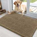 OLANLY Dog Door Mat for Muddy Paws 36x24, Absorbs Moisture and Dirt, Absorbent Non-Slip Washable Doormat, Quick Dry Chenille Mud Mat for Dogs, Entry Indoor Entryway Carpet for Inside Floor, Tan