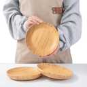 Bamboo Plates Reusable 7.5Inch Round Wooden Plates Dinner Plates Tableware 3PCS Wooden Plate Lightweight Bamboo PlateDishes Snack Serving Dishes, Dessert, Unbreakable Classic Plate