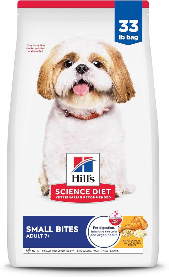 Hill's Science Diet Adult 7+ Small Bites Dry Dog Food, Chicken Meal, Barley, & Rice, 33 lb. Bag (EXP 07/11/27)