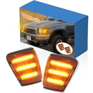 LED Front Bumper Cornering Light for 1989-1991 Toyota Pickup Truck 4WD, 1990 1991 Toyota 4Runner,(LH+RH) Headlight Side Marker Lamp Corner Parking Light, Replaces OEM# TO2520124 TO2521126