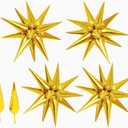 50 PCS 40" Large Gold Star Balloons Big Metallic Explosion Star Foil Balloons 12 Point Cone Mylar Spike for Birthday Christmas Party Decoration Happy New Year 2026