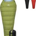Teton LEEF Lightweight Mummy Sleeping Bag Perfect for Camping, Hiking, and Backpacking; Cold Weather Option, Compression Sack Included (0F Regular, Moss/Sky)