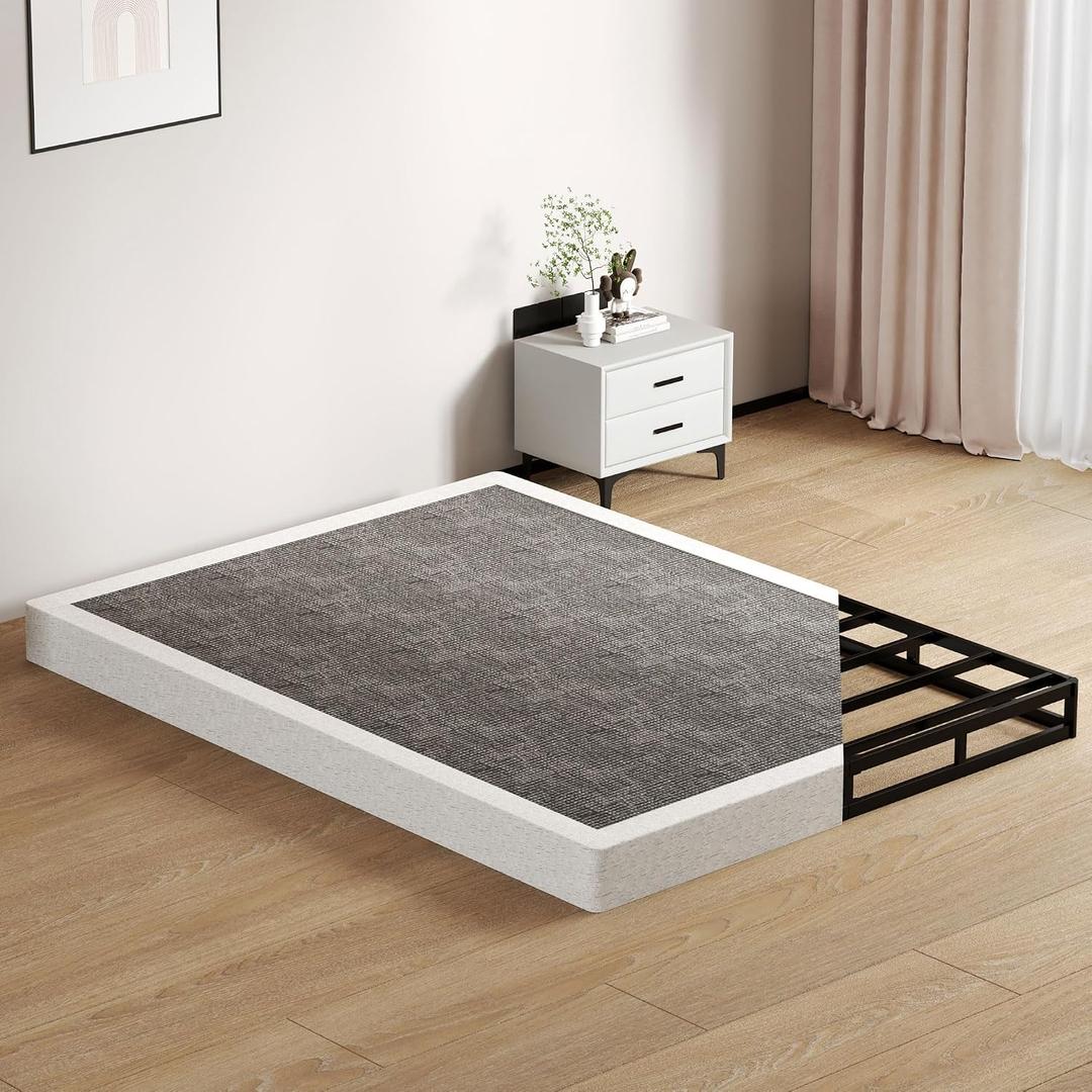 SHOANED Full Size Box Springs - 5 Inch Low Profile Mattress Foundation No Noise Heavy Duty Metal Basics Bed Base with Clean Fabric Cover, Easy Assembly