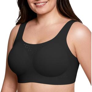 Womens Plus Size Supportive Bras Full Coverage Wireless Minimizer Wider Strap Back Smoothing Comfort Shaper Bra (Black, L)
