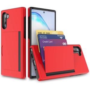 Galaxy S21 FE Case with Card Holder,Silicone Hybrid Protective Wallet Cover Case for Samsung Galaxy S21 FE Edition - Red