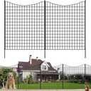 12 Panels Garden Fence Animal Barrier, 33 in(H) X 26 ft(L) Dog Fence Outdoor for Yard, Tall Metal Fencing with Ground Stakes, Temporary Fencing for Dog, Rabbits, and Patio Border