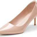 GENSHUO Low Heel Pumps for Women Closed Toe Slip On Stillettos Heels Dress Shoes Size 9
