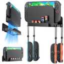 4 x [Switch 2/1/OLED Compatible] Auarte Metal Wall Mount for Nintendo Switch 2 Console 2025, Switch 2 Accessories Organizer Shelf Base Kit Behind TV with 5 Card Slots and 4 Joy-con Hanger, Carbon Black
