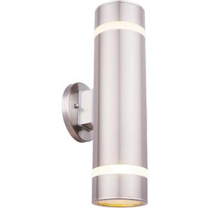 Cerdeco 15" Stainless Steel Modern Porch Light Outdoor Wall Lighting Cylinder Wall Sconce Suitable for Garden & Patio,Nickel Finished[ UL-Listed ]