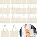 Lzerking Canvas Tote Bag Bulk 24 Pack 14x15 Inches Sublimation Tote Bags, 10oz Lightweight Medium Reusable Grocery Shopping Cloth Bags for Heat Transfer Vinyl