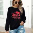 JINTING Christmas Sweatshirt for Women Holly Dolly Christmas Pullover Sweatshirts Xmas Graphic Long Sleeve Tops (Black, XL)