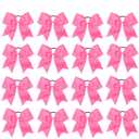 16PCS 8" Large Cheer Hair Bows Ponytail Holder Elastic Band Handmade for Cheerleading Teen Girls College Sports (Hot Pink, 1 Count (Pack of 16))