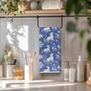 2 x Chinoiserie Dachshund Kitchen Towels, Dachshund Weiner Dog Lover Gifts Dish Tea Towels for Kitchen Decor, Grandmillennial Weiner Dog Decorative Hand Towels for Bathroom, 16x24 Inch