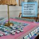 KRD x Preppy Goods Calypso Coast Mahjong Mat - Pink & Blue Grandmillennial Mahjong Playing Mat with Instructional Layout for American Mahjong, 32.5"x32.5"
