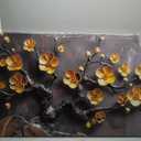 Large Canvas Wall Art for Living Room Bedroom Home Office Grey and Gold Metal Color Plum Blossom Picture Modern Canvas Prints Framed Wall Decor Size 29x59