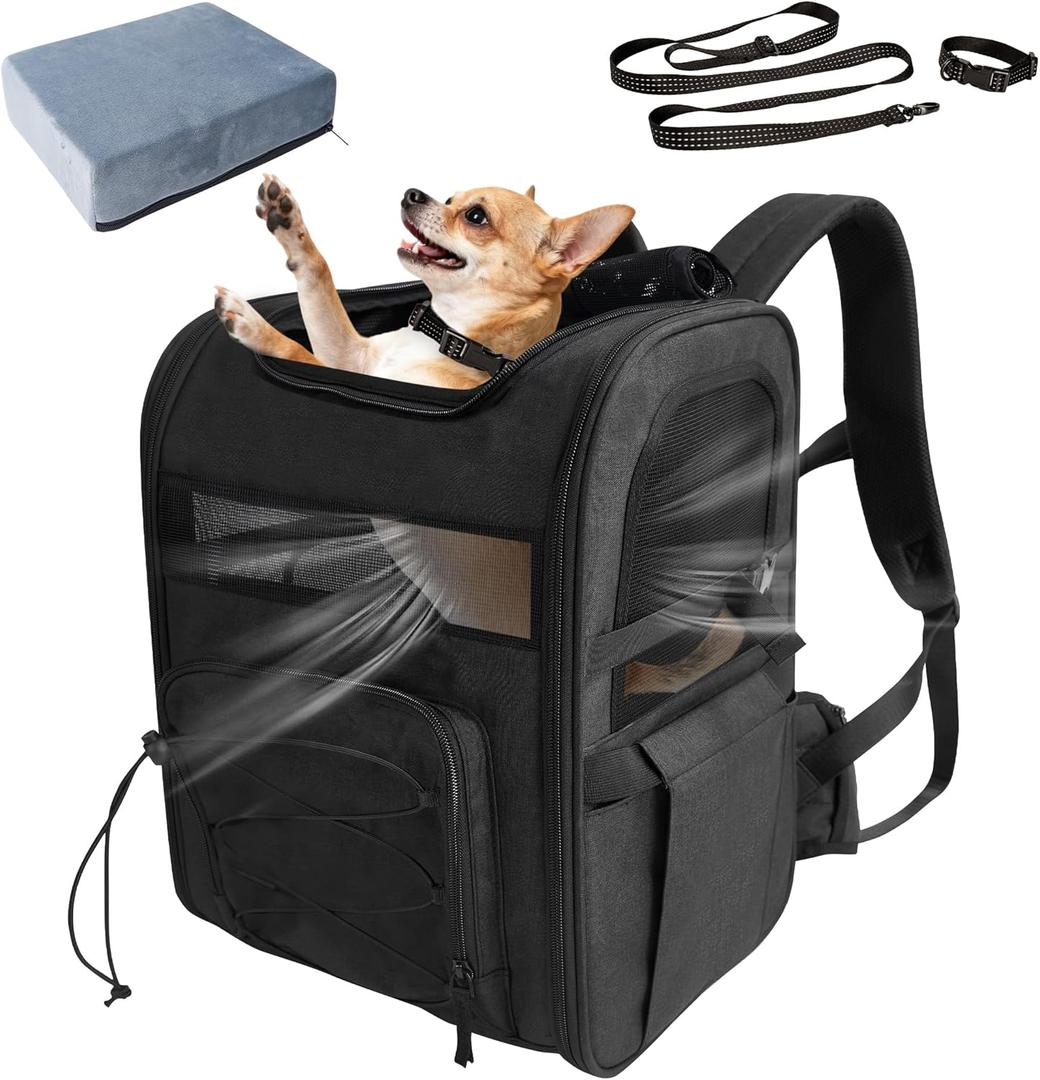 Dog Carrier Backpack for Small Dogs  Breathable and Comfortable Pet Travel Bag with, Safety Buckle and Adjustable Straps, Ideal for Hiking and Outdoor Adventures, Elevated Pad, Black Dog Carrier Backpack for Small Dogs  Breathable and Comfortable Pet Travel Bag with, Safety Buckle and Adjustable Straps, Ideal for Hiking and Outdoor Adventures, Elevated Pad, Black