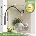 Lifyzoon Heavy Duty Plant Hanger Bracket: 2 Packs 16 Inch Metal Hanging Plant Bracket, 80lbs Weight Capacity - Hanging Plant Wall Hooks for Bird Feeder, Wind Chimes, Flower Baskets, Indoor Outdoor