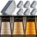 Solar Step Lights Outdoor,Upgrade 2700/4000/6000K 3 Mode LED 200 Lumuns IP67 Waterproof Solar Stair Lights,Auto On Off,Solar Motion Sensor Lights for Stair,Deck,Front Step,Porch,Patio and Pathway,Yard