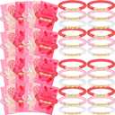 Ecally 24 Pack Valentine's Day Gift Sets Valentine Friendship Bracelets Clay Bead Bracelets with Greeting Cards Exchange Gift for Women Men Holiday Party Favors Supplies