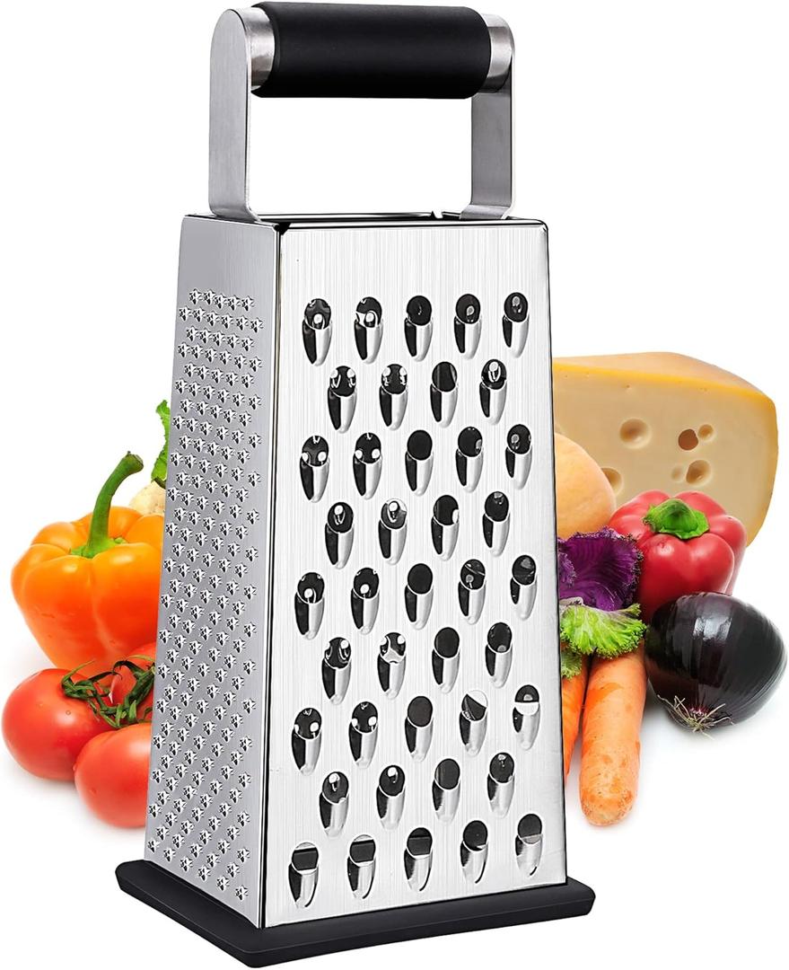 Kaishun Cheese Grater, Box Grater for Cheese Stainless steel Vegetable Slicer Food Shredder 4-sided Convenience Gadgets for kitchen