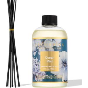 Cocorrna Reed Diffuser Refill Ocean Mist 17oz (500ml) with 8 Sticks - Premium Long-Lasting Scented Oil, Home Fragrance for Bedroom, Bathroom Home Decor