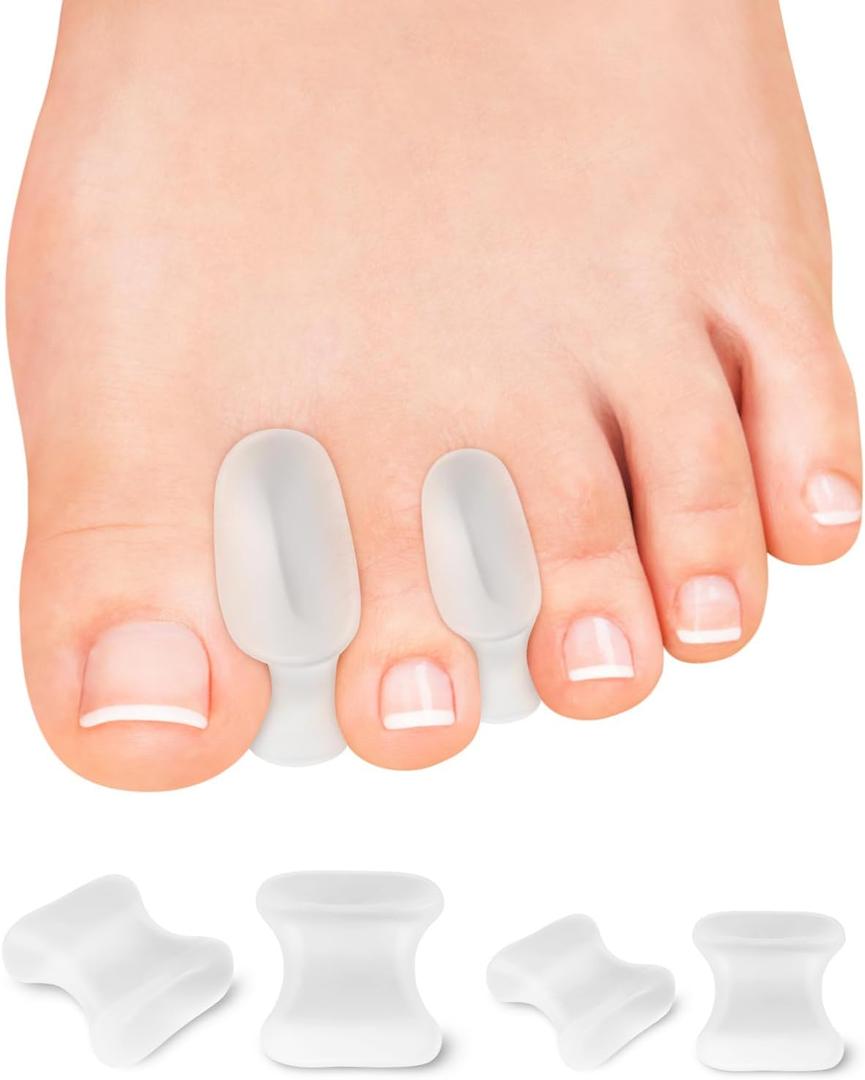 PGRODE 12 Pack Gel Toe Separators, Bunion Toe Spacers with 2 Sizes for Women Men Toe Pain Relief, Soft Silicone Toe Spacer for Crooked Toes, Overlapping Toes, Hammertoe Corrector(6L+6S)