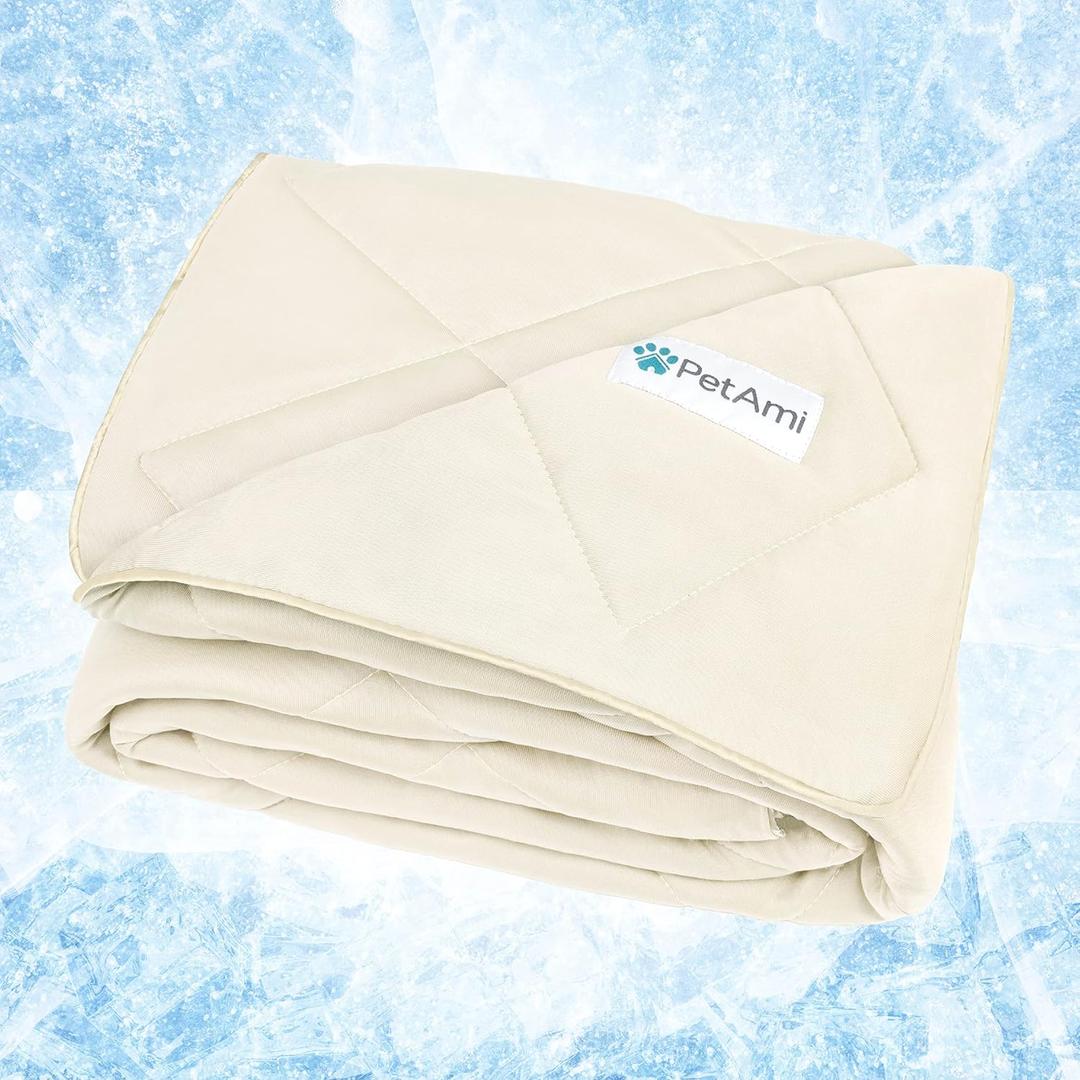 PetAmi Premium Cooling Dog Blanket | Lightweight Fluffy Pet Throw Blanket Bed Cover for Dogs, Cat, Puppies | Pet Blanket Furniture Protector Couch Sofa | Reversible Fuzzy Cozy | 40x60, Beige Latte