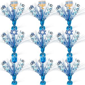 Barydat Hanukkah Table Centerpieces David Stars Metallic Plastic 'N Burst Decor Hanukkah Blue Foil for Chanukah Holiday Home Party Supplies Table Decorations (9 Pcs)