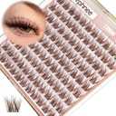 Brown Lash Clusters 12MM Short Eyelash Clusters Wispy Individual Lashes 99 Pcs Cluster Lash Extensions Dark Brown Cluster Eyelashes Natural Daily Eyelash Individuals 3D Fluffing DIY Lash Pack