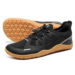 ZURIN Men's Barefoot Training Shoes-Wide Toe Box | Zero Drop Sole | Slip On | Gym Cross Trainers for Walking Weightlifting Workout Trail Running Hiking, (12.5, Black/Gum Sole)