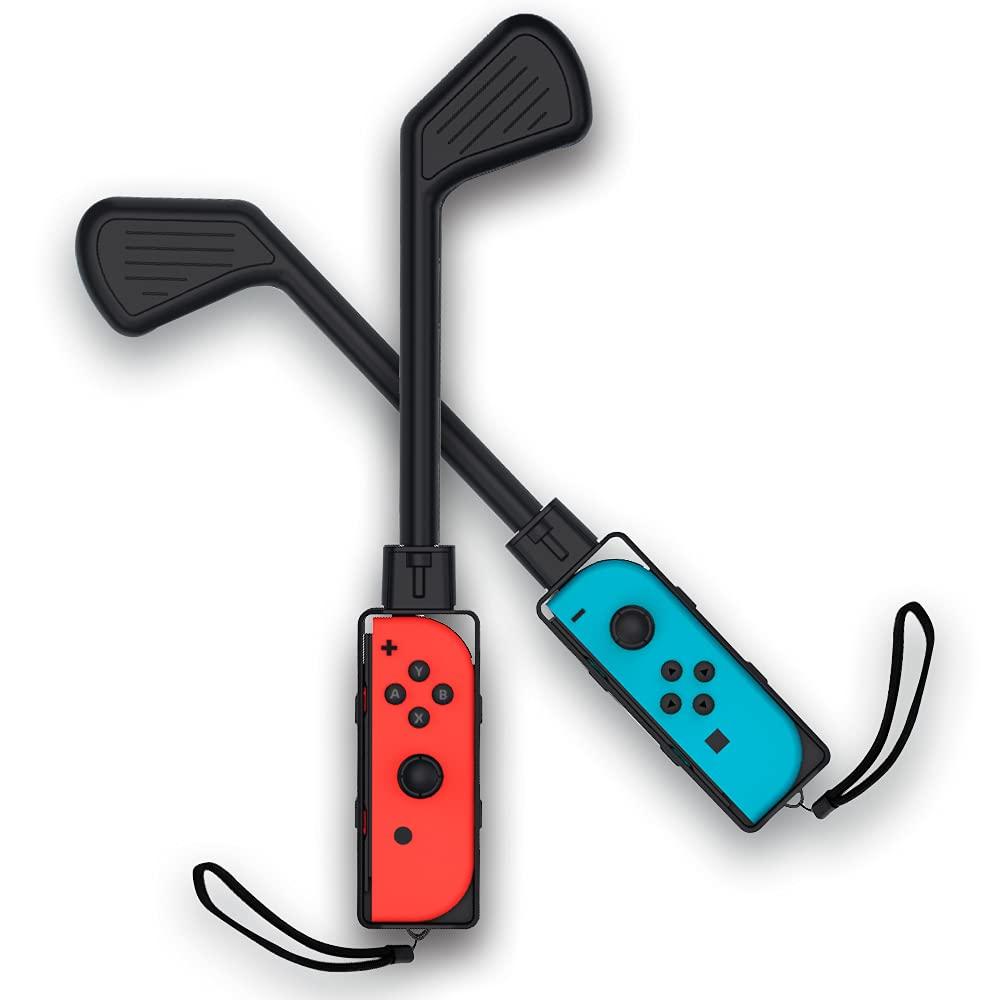 Golf Culb for Nintendo Switch Joy-Con Controller, Sports Game Accessories for Mario Golf-Super Rush2 Pack (Black, Nintendo Switch 1)