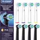 Intelligent Cleaning Replacement Heads Compatible with Braun Oral B Pro 1000/7000/9600, 8 Pack Brush Heads Compatible with Oral B Genius X and Smart 1500 Electric Toothbrush (Black+White)