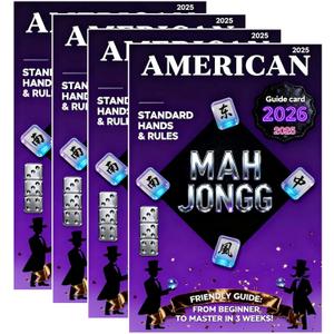 Mah Jongg 2026 2025 Card Reference Manual Pack of 4 - Friendly Guide for Beginner with Large Print, Standard Hands & Play Rules Winning Hands, Game Flow & Special Tiles Usage for Veterans