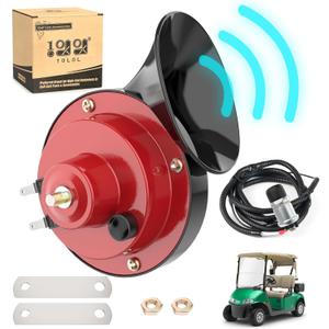 10L0L 12 Volt Golf Cart Horn Kit for Yamaha EZGO Club Car or UTV Boat, Floor Mount Button Switch, Universal Loud Horn Volume Up to 118db