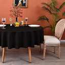 MEANMOY Black 210 GSM Water & Stain Resistant Round Tablecloth for Circle Table - Solid 60 Inch Table Cloth Cover in Wrinkle Free Durable Washable Polyester Fabric for Wedding, Party, Banquet