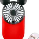 Cute Handheld Mini USB Fan, Rechargeable Portable Fan, 3 Adjustable Speeds and Wearable Accessories, Pocket Size for Indoor Or Outdoor Activities (Red)