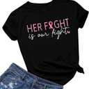 Breast Cancer Shirt Women Pink Ribbon Awareness T-Shirt Breast Cancer Survivor We Fight Together Warrior Short Sleeve Tee Top (Black, S)